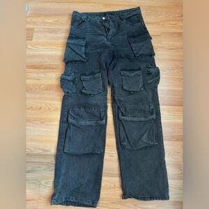 Luxe to kill - black Denim cargo pocket jeans